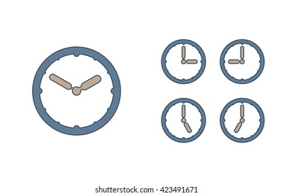 Time set icon. Clock set icon.