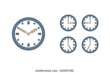 Time set icon. Clock set icon.