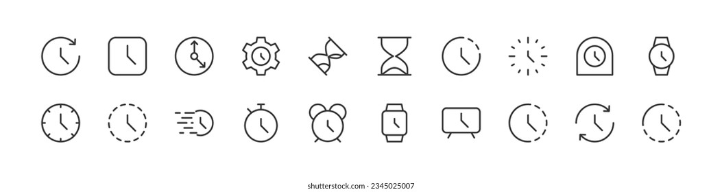 time set vector line icons. Thin line design elements. Collection of editable stroke icons