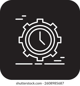 Time Setting Crisis management icon with black filled line style. clock, management, concept, gear, process, watch, hour. Vector illustration