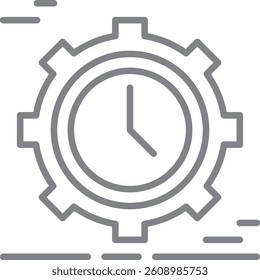 Time Setting Crisis management icon with black outline style. clock, management, concept, gear, process, watch, hour. Vector illustration