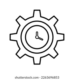 Icono de configuración de tiempo. Símbolo de esquema. 
 Ilustración vectorial.