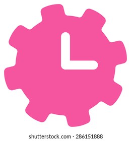 Time settings icon from Business Bicolor Set. This flat vector symbol uses pink color, rounded angles, and isolated on a white background.