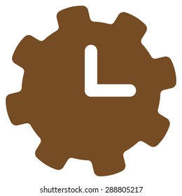 Time settings icon from Business Bicolor Set. This flat vector symbol uses brown color, rounded angles, and isolated on a white background.