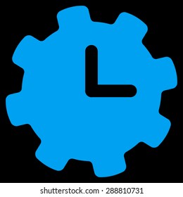 Time settings icon from Business Bicolor Set. This flat vector symbol uses blue color, rounded angles, and isolated on a black background.
