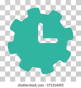 Time Settings icon. Vector illustration style is flat iconic symbol, cyan color, transparent background. Designed for web and software interfaces.