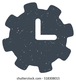 Time Settings rubber seal stamp watermark. Icon vector symbol with grunge design and dust texture. Scratched smooth blue ink emblem on a white background.