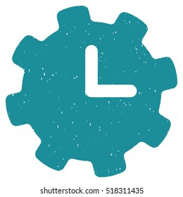 Time Settings rubber seal stamp watermark. Icon vector symbol with grunge design and unclean texture. Scratched soft blue ink sticker on a white background.