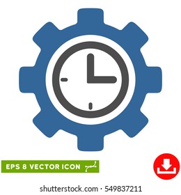 Time Setup Gear EPS vector icon. Illustration style is flat iconic bicolor cobalt and gray symbol on white background.