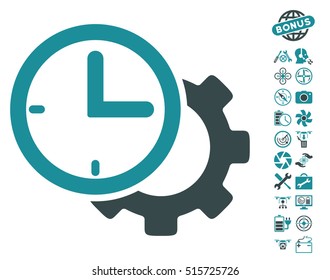 Time Setup Gear icon with bonus copter tools pictograph collection. Vector illustration style is flat iconic symbols on white background.