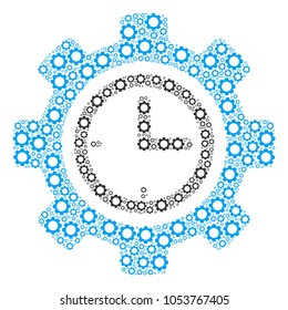 Time Setup Gear mosaic of gears. Vector gear parts are composed into time setup gear pattern.