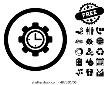 Time Setup pictograph with free bonus pictograph collection. Vector illustration style is flat iconic symbols, black color, white background.