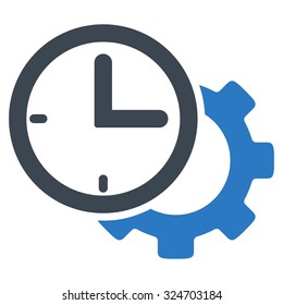 Time Setup vector icon. Style is bicolor flat symbol, smooth blue colors, rounded angles, white background.