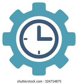 Time Setup vector icon. Style is bicolor flat symbol, cyan and blue colors, rounded angles, white background.