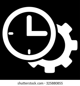 Time Setup vector icon. Style is flat symbol, white color, rounded angles, black background.