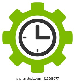 Time Setup vector icon. Style is bicolor flat symbol, eco green and gray colors, rounded angles, white background.