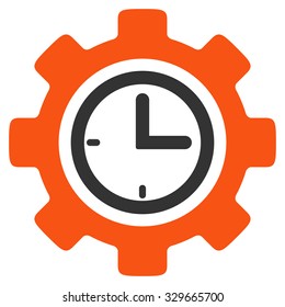 Time Setup vector icon. Style is bicolor flat symbol, orange and gray colors, rounded angles, white background.