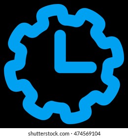 Time Setup vector icon. Style is stroke flat icon symbol, blue color, black background.
