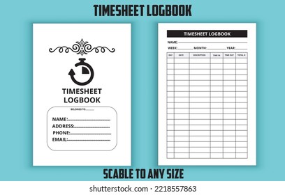 Time sheet logbook low content kdp interior design vector template