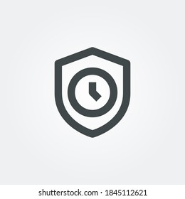 time shield Icon symbol isolated on white background. Vector Illustration