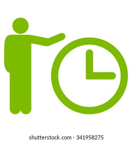 Time Show vector icon. Style is flat symbol, eco green color, rounded angles, white background.