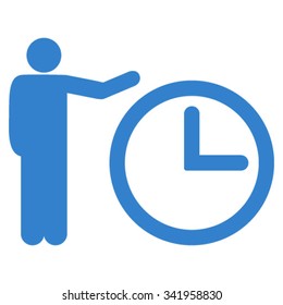 Time Show vector icon. Style is flat symbol, cobalt color, rounded angles, white background.
