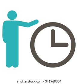 Time Show vector icon. Style is bicolor flat symbol, grey and cyan colors, rounded angles, white background.