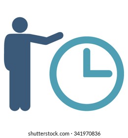 Time Show vector icon. Style is bicolor flat symbol, cyan and blue colors, rounded angles, white background.