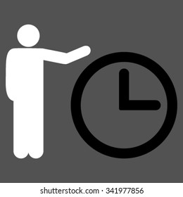 Time Show vector icon. Style is bicolor flat symbol, black and white colors, rounded angles, gray background.