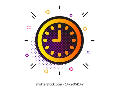 Time sign. Halftone circles pattern. Clock icon. Office Watch or Timer symbol. Classic flat clock icon. Vector