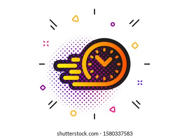 Time sign. Halftone circles pattern. Fast delivery icon. Classic flat fast delivery icon. Vector