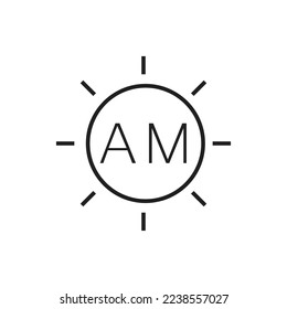 Diseño de icono de signo de hora de AM. Icono vectorial de Am, símbolo de día, aislado en fondo blanco. ilustración vectorial