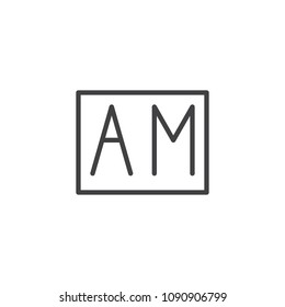 AM time sign outline icon. linear style sign for mobile concept and web design. simple line vector icon. Symbol, logo illustration. Pixel perfect vector graphics