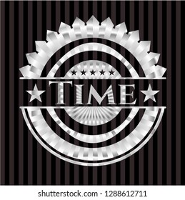 Time silver badge or emblem