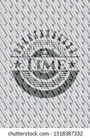 Time silver color emblem. Scales pattern. Vector Illustration. Detailed.