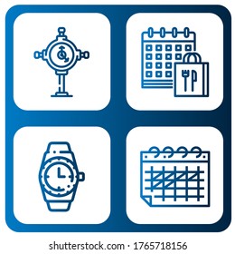 time simple icons set. Contains such icons as Clock, Calendar, Wristwatch, can be used for web, mobile and logo