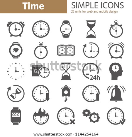 Time simple icons set for web and mobile design