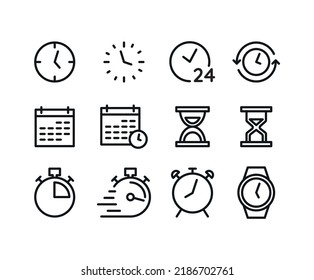 Time simple vector icon set.