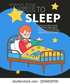 Tiempo de sueño - cartel de diseño plano y colorido