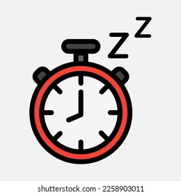 Time to sleep icon in filled line style, use for website mobile app presentation