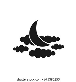Time to sleep icon. Moon and clouds. Vector illustration