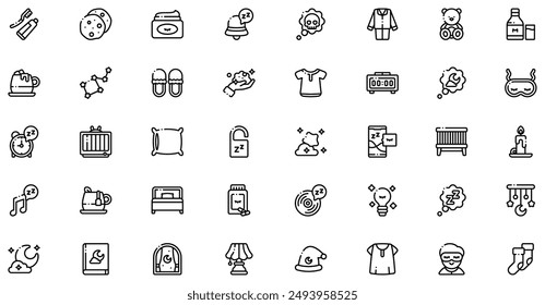 Time To Sleep icons collection is a vector illustration with editable stroke, offering versatility and customization. Perfect for various design needs, it includes high-quality graphics 