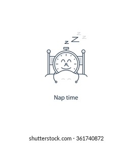 Time to sleep, night dreaming. Good night concept, childish vector linear illustration