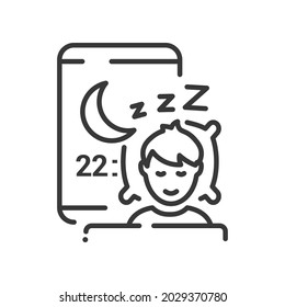 Time to sleep - vector line design single isolated icon