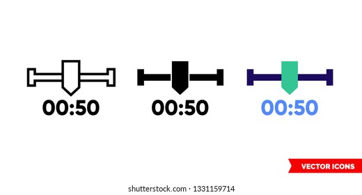 Time slider icon of 3 types: color, black and white, outline. Isolated vector sign symbol.