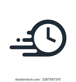 Time is slipping away. Hurry up to do it, have time, buy it.  Vector linear illustration icon isolated on white background.