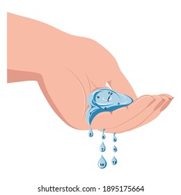 Time slips away like water through fingers. Vector illustration in flat style