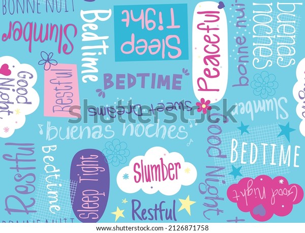 Time for a slumber party. This bedtime themed\
pattern repeats seamlessly and would be great for backgrounds and\
surface designs.