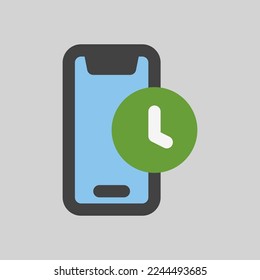 Time Smartphone Symbol in flachem Stil, Verwendung für Website-Mobile-App-Präsentation