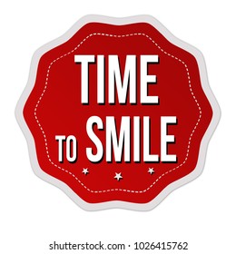 Time to smile label or sticker on white background, vector illustration
